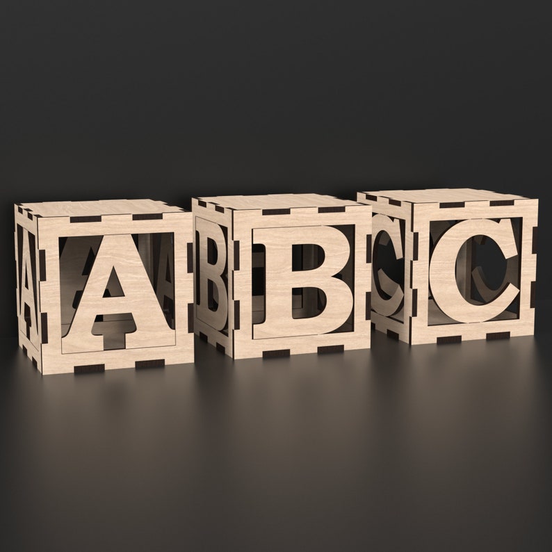 3D Alphabet Box AZ Laser Cut Files Alphabet Letter Box Svg Etsy