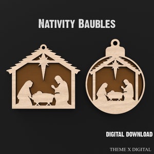 Nativity Svg Laser Cutting Files For Glowforge, Nativity Scene Svg Laser Files For Lightburn, Nativity Set Laser Ready Files For XTool #046