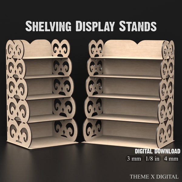 Présentoir d’étagères à 4 niveaux Fichiers découpés au laser SVG - Fichiers SVG de stand de vente au détail à 4 niveaux - Étagères d’affichage de marchandises - Stand d’usine d’intérieur #087