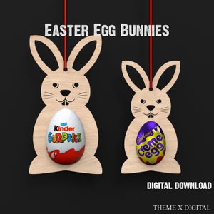 Fichiers découpés au laser Svg lapin de Pâques - Joyeuses Pâques Svg panier tag laser - Fichiers de Pâques découpés au laser pour Glowforge, XTool, Lightburn etc. #109