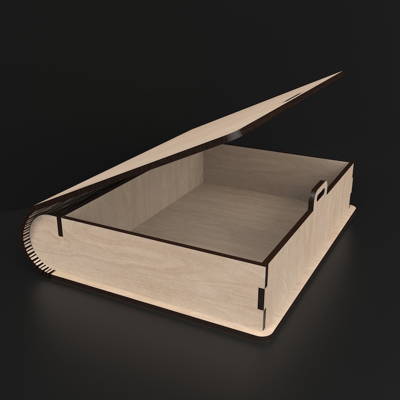 A Wooden Book Box made from our svg laser cutting files digital download.