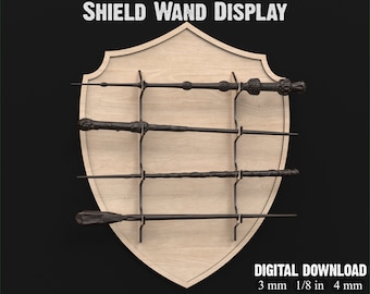 Shield Wand Holder Display Stand Svg Laser Cut Files - 4 Magic Wand Stand Display Svg Files For Laser Cutting #096
