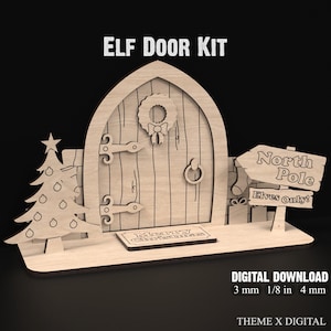 Kit artigianale per porta elfo di Natale File di taglio laser - Kit artigianale per porta elfo fata per bambini - File SVG di buon Natale XTool, Lightburn ecc. #194