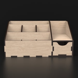 Laser Cut Desk Organizer made from our Svg Laser Cutting Files Digital Download.
