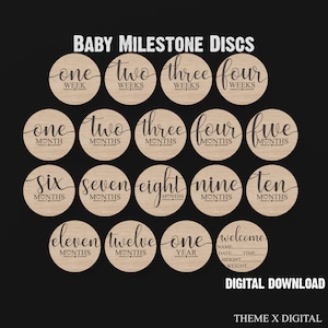 Fichiers de découpe laser Svg pour disques d'étapes mensuelles pour bébé - Fichiers laser pour cartes d'étapes bébé pour Glowforge, Lightburn, XTool, etc. #093