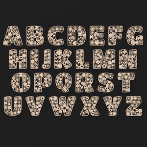 A - Z Alphabet Of Our Wooden Flower Letters made from our Svg laser cutting files digital download.