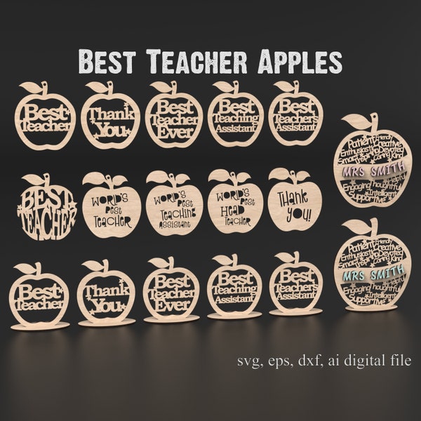 Best Teacher Appreciation Apple Svg Laser Cutting Files - Teacher Svg & Best Teacher Apple Bundle Teacher Quote For Lightburn XTool etc #004