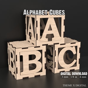 3D Alfabet Box A-Z Laser Cut Files, Alfabet Letter Box File, 3D Svg Letter Template voor Glowforge, Lightburn, XTool etc #032