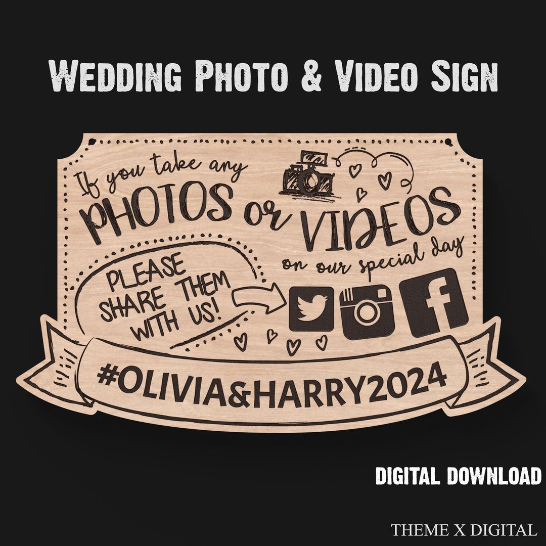 Share on Social Media Wedding Sign Svg Laser Cutting Files - Social ...