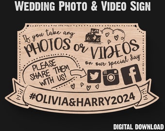 Share On Social Media Wedding Sign Svg Laser Cutting Files - Social Media Wedding Signage For Laser Engraving - Wedding Svg Files #157