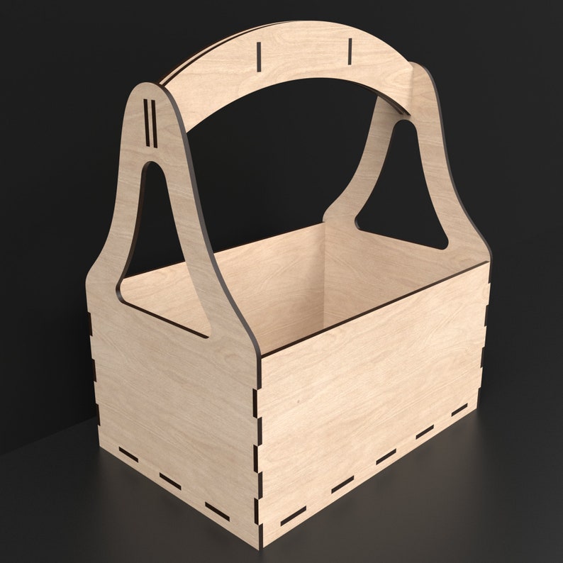 A Flower Storage Basket With Handle made from our svg laser cutting files digital download.