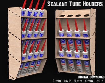 Silicone & Caulk Tube Holder Storage Rack Svg Laser Cutting Files - Sealant Tube Holder For Wood Working Workshops And Garage Storage #167