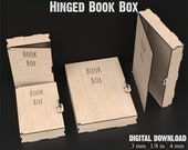 Hinged Book Box Svg Laser Cutting Files - Wooden Book Box Storage Svg Files For Glowforge XTool Lightburn etc Stash Box - Memory Box #110