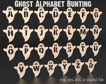 Halloween Garland Ghost Svg Laser Cut Files - Halloween Decor Ghost Garland Spooky Season Laser Files voor Glowforge XTool Lightburn etc #005