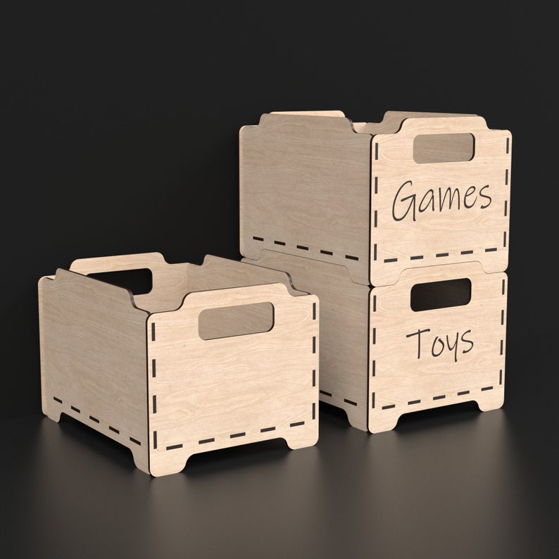 Stackable Boxes Laser 3 Stackable Storage Box Svg Laser Cutting Files - Stackable Wooden Box ...