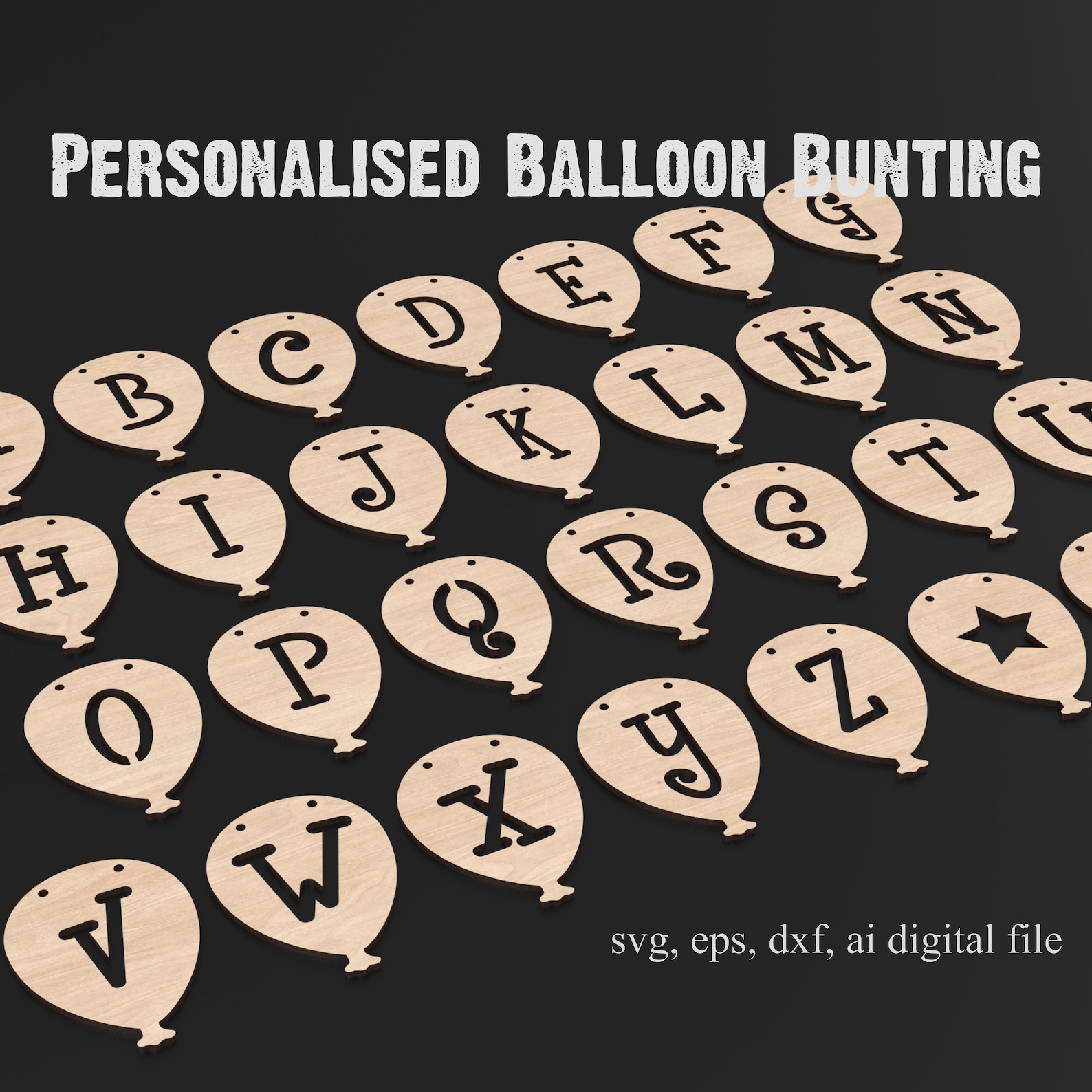 Personalized Balloon Bunting Laser Cut Files Hot Air Balloon Etsy