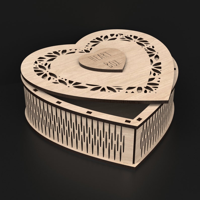 Our Laser Cut Heart Box Woodworking Plans made from our Svg laser cutting files digital download.