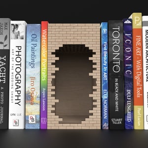 A Wooden Book Holder Book Nook Kit with secret compartment made from our svg laser cutting files digital download.