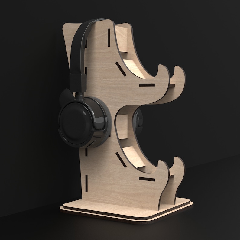 Game Controller Stands With Headphone Holder made from our Svg Laser Cutting Files Digital Download.