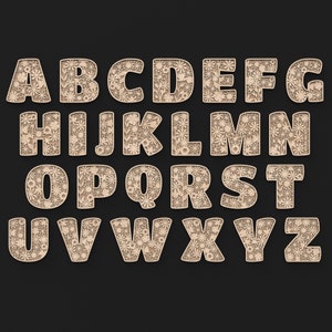 A - Z Alphabet Of Our Floral Wooden Letters made from our Svg laser cutting files digital download.