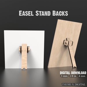 Easel Stand Backs With 13 Different Sizes And 3 Different Styles, Display Stand SVG Laser Cut Files, Glowforge Easel Stand Download #031
