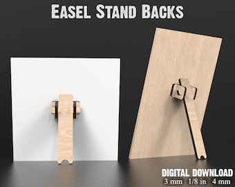 Easel Stand Backs With 13 Different Sizes And 3 Different Styles, Display Stand SVG Laser Cut Files, Glowforge Easel Stand Download #031