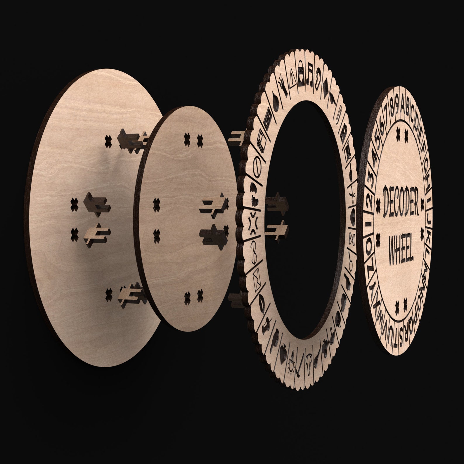 Decoder Cypher Wheel Puzzle SVG Laser Cutting Files - 3D Puzzle Laser ...
