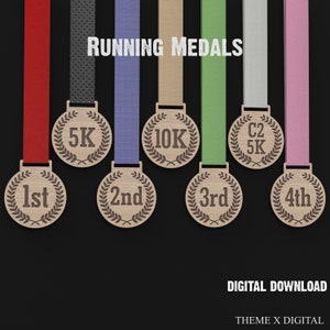 Running Medal Award Svg Archivos de corte láser, Trofeo de madera Running Award Archivos svg, Archivos vectoriales de trofeo cortados con láser para Lightburn, Xtool #061