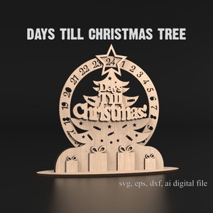 Days Till Christmas Countdown Calendar Laser Cut Files Glowforge svg file dxf svg bundle digital download #014