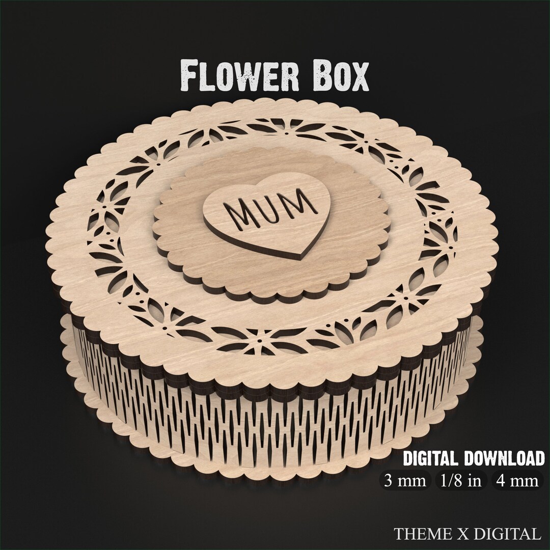 Mother's Day Box - Flower Girl Box SVG Laser Cutting Files - Wooden ...