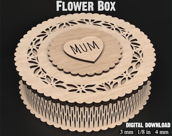 Mother's Day Box - Flower Girl Box SVG Laser Cutting Files - Wooden Flower Box With Lid Svg Files Ideal for Gifts & Keepsakes #133