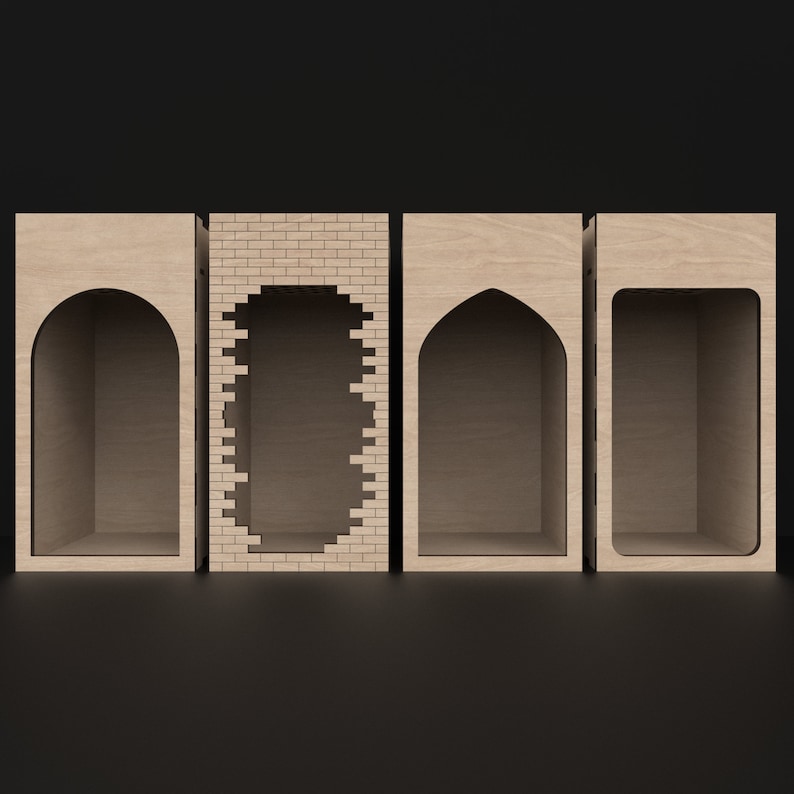 4 Book Nook Book Ends made from our svg laser cutting files digital download.