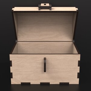 Kids Wooden Treasure Chest Money Box Piggy Bank, crafted with our digital SVG Laser Cutting Files, available for instant download.