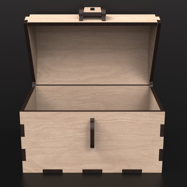 Kids Wooden Treasure Chest Money Box Piggy Bank, crafted with our digital SVG Laser Cutting Files, available for instant download.