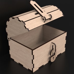 Kids Wooden Chest & Piggy Bank for boys, crafted with our digital SVG Laser Cutting Files, available for instant download.