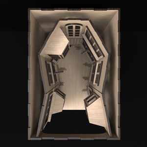 A top view of our Magic Alley Book Nook Kit Perfect for Book Decor made from our svg laser cutting files digital download.