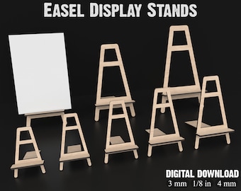 Easel Display Stands With 8 Different Sizes And 3 Different Thicknesses, Display Easel Stand SVG Laser Cut Files, XTool Glowforge #057