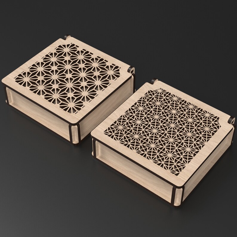 6x Decorative Wooden Gift Box Svg Laser Cut Files, Jewlery Box With ...