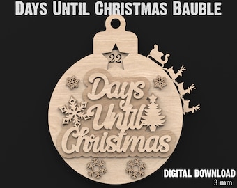 Days Until Christmas Countdown Calendar Bauble Svg Laser Cutting Files - Christmas Calendar Svg Laser Cut Files For Glowforge XTool etc #073