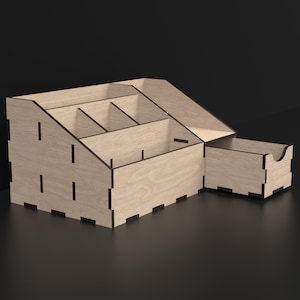 Laser Cut Office Organizer With Drawers made from our Svg Laser Cutting Files Digital Download.