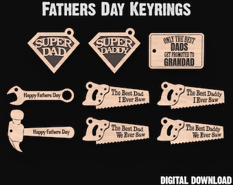 Fathers Day Keychain SVG Laser Cutting Files - Gifts For Dad & Grandad (Digital Download)