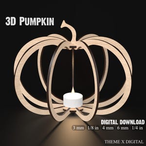 3D pompoen lantaarn Svg lasersnijden bestanden - Halloween Svg Jack O Lantern Craft Kits voor kinderen, herfst lasergesneden bestanden XCS, Lightburn #186