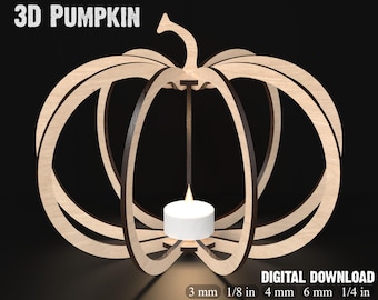 Lanterne citrouille 3D découpée au laser – Halloween Jack O' Lantern Svg (téléchargement numérique)