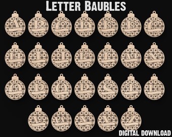 Adornos navideños SVG con letras: archivos de corte láser personalizados (descarga digital)