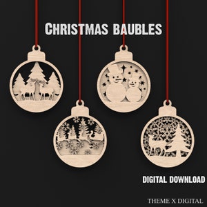 File di taglio laser in formato SVG per palline di Natale, ornamenti per alberi di Natale in formato SVG, palline di Natale per XTool, Lightburn ecc. #067