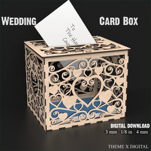 Caixa de cartão de casamento elegante, arquivos svg de corte a laser, porta-cartão de casamento decorativo, caixa de envelope, arquivos svg para lightburn, glowforge, xtool #134