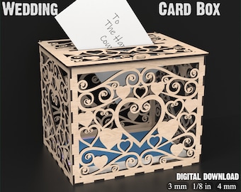 Elegant Wedding Card Box SVG Laser Cutting Files - Decorative Wedding Card Holder Envelope Box Svg Files For Lightburn Glowforge XTool #134