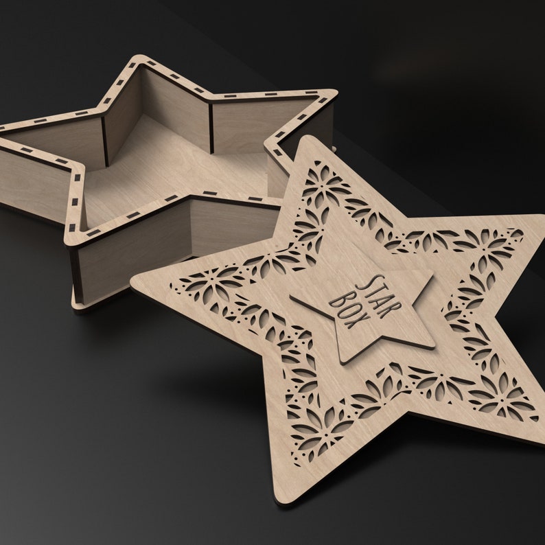 Star Box Vector Star Box Svg Laser Cut Files - Star Box Svg Files for Laser Cutting to ...