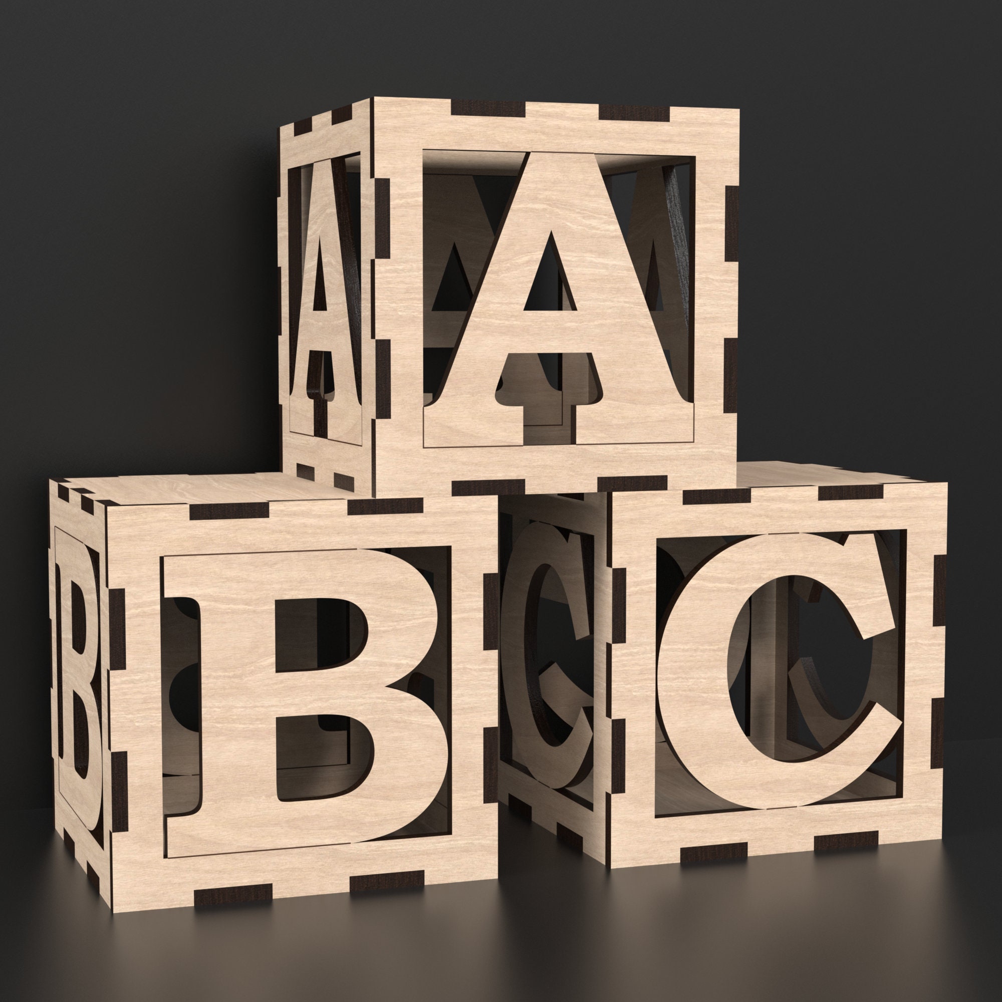 3D Alphabet Box AZ Laser Cut Files Alphabet Letter Box Svg Etsy