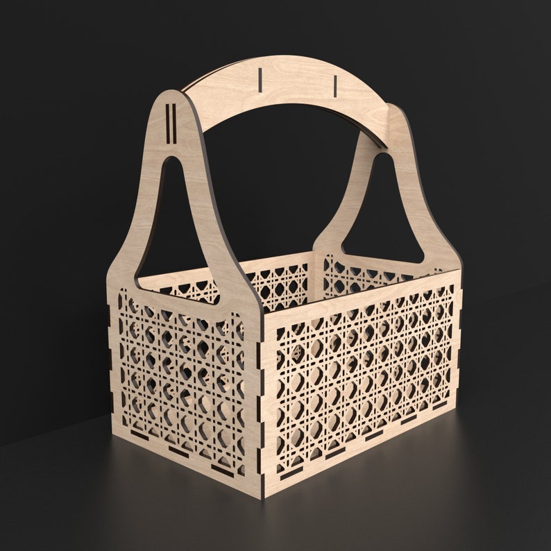 A Wooden Flower Basket Carry Crate made from our svg laser cutting files digital download.